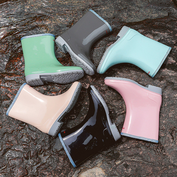 Ženske PVC čizme za kišu, srednje visine, niski potpetica 1–3 cm, protuklizna potplat, vodootporne, za sve sezone