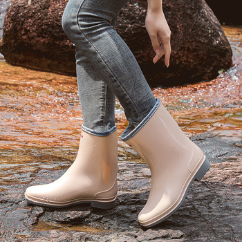 Ženske PVC čizme za kišu, srednje visine, niski potpetica 1–3 cm, protuklizna potplat, vodootporne, za sve sezone