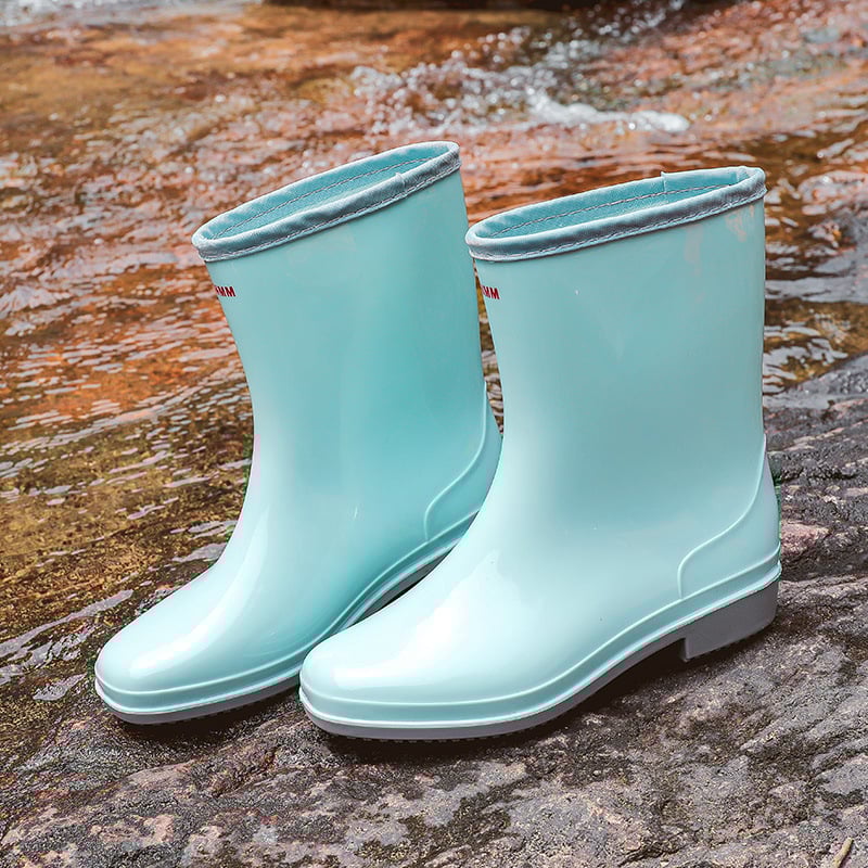 Ženske PVC čizme za kišu, srednje visine, niski potpetica 1–3 cm, protuklizna potplat, vodootporne, za sve sezone