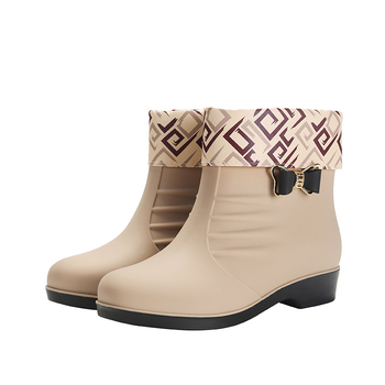 Cizme de ploaie pentru femei, căptușite cu fleece, stil coreean, impermeabile, talpă antiderapantă, gambă joasă