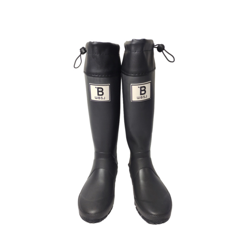 Γυναικείες καουτσούκ γαλότσες βροχής, με υψηλό σωλήνα, επίπεδη φτέρνα, μονόχρωμες, κλείσιμο overshoes