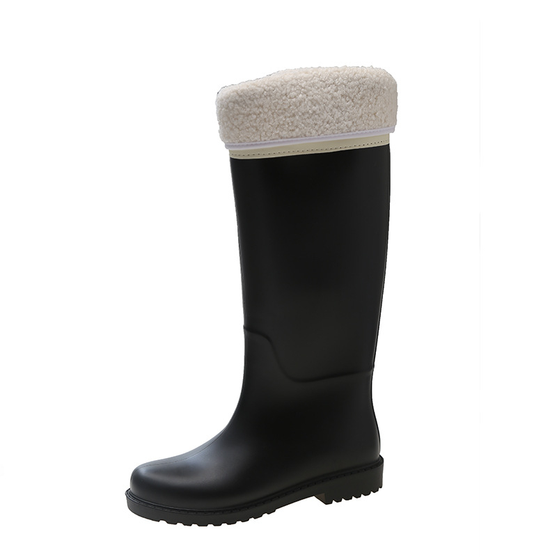Ženske čizme za kišu, visoki vrat, PVC gornji dio, fleece podstava, vodootporne, niski pet 1–3 cm