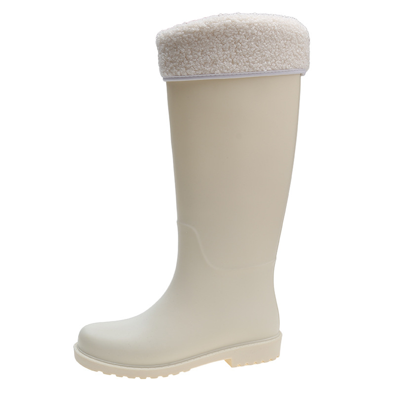 Ženske čizme za kišu, visoki vrat, PVC gornji dio, fleece podstava, vodootporne, niski pet 1–3 cm
