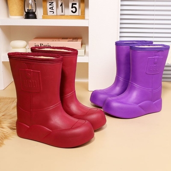 Cizme de ploaie pentru femei, până la mijlocul gambelor, impermeabile, antiderapante, partea superioară EVA, model cu dungi