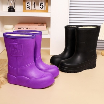 Cizme de ploaie pentru femei, până la mijlocul gambelor, impermeabile, antiderapante, partea superioară EVA, model cu dungi