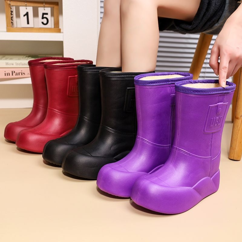 Cizme de ploaie pentru femei, până la mijlocul gambelor, impermeabile, antiderapante, partea superioară EVA, model cu dungi