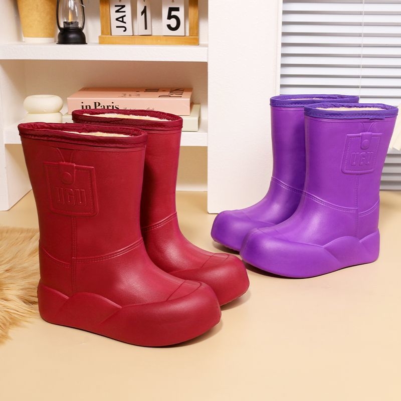 Cizme de ploaie pentru femei, până la mijlocul gambelor, impermeabile, antiderapante, partea superioară EVA, model cu dungi