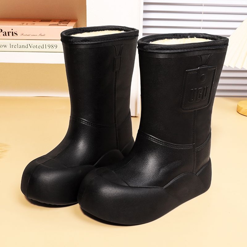 Cizme de ploaie pentru femei, până la mijlocul gambelor, impermeabile, antiderapante, partea superioară EVA, model cu dungi