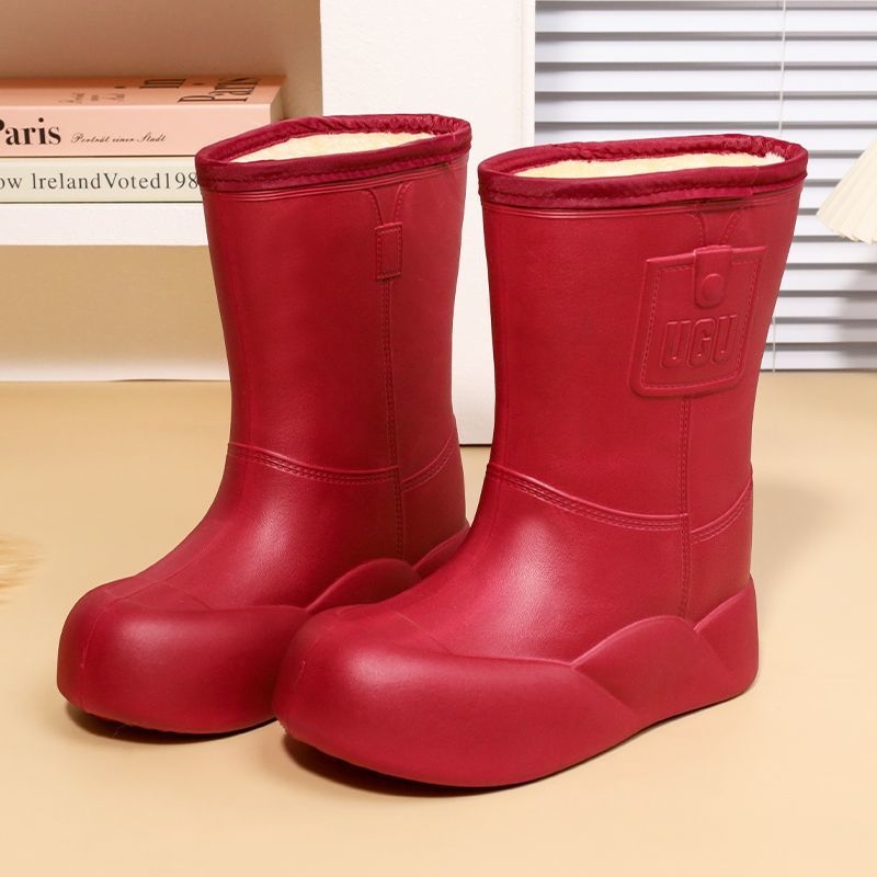 Cizme de ploaie pentru femei, până la mijlocul gambelor, impermeabile, antiderapante, partea superioară EVA, model cu dungi