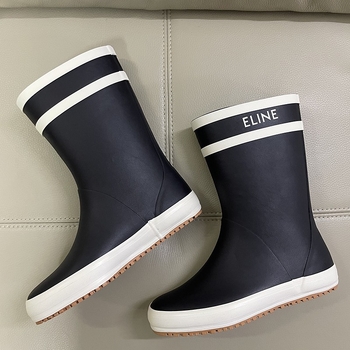 Cizme de ploaie pentru femei din rășină plastică dură, gambă medie, talpă plată, impermeabile, pentru patru sezoane