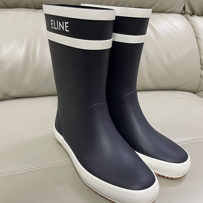 Cizme de ploaie pentru femei din rășină plastică dură, gambă medie, talpă plată, impermeabile, pentru patru sezoane