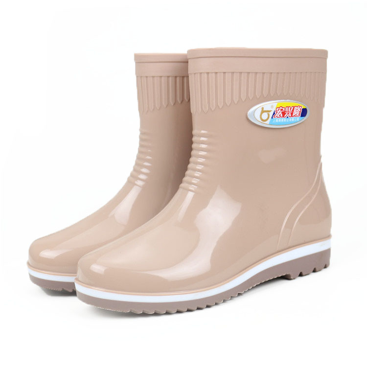 Cizme de ploaie pentru femei din PVC, impermeabile, gambă scurtă, toc mic 1-3 cm, partea superioară din PVC, pentru toate anotimpurile