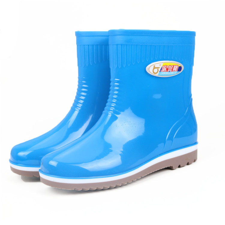 Cizme de ploaie pentru femei din PVC, impermeabile, gambă scurtă, toc mic 1-3 cm, partea superioară din PVC, pentru toate anotimpurile