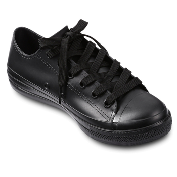 Cizme de ploaie pentru femei din PVC, gleznă joasă, închidere cu curea, toc plat, talpă îngroșată