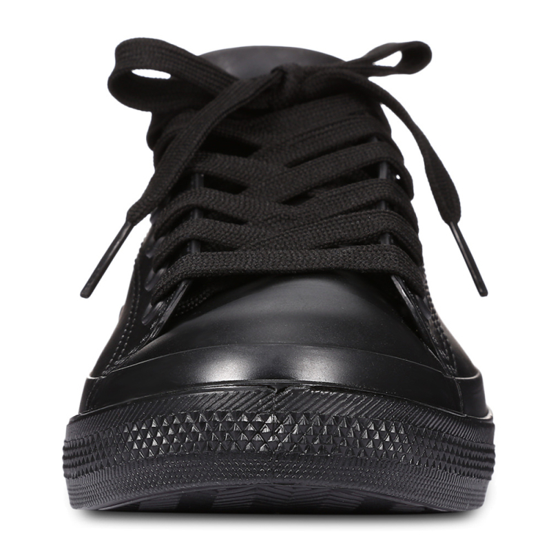 Cizme de ploaie pentru femei din PVC, gleznă joasă, închidere cu curea, toc plat, talpă îngroșată