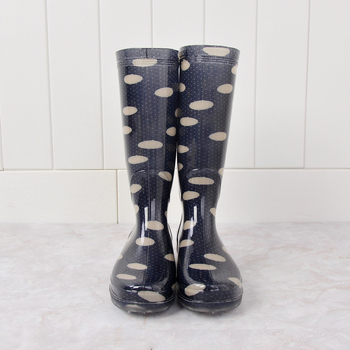 Ghete de ploaie pentru femei, cu tiv înalt, model cu buline, PVC partea superioară, impermeabile, pentru toate anotimpurile
