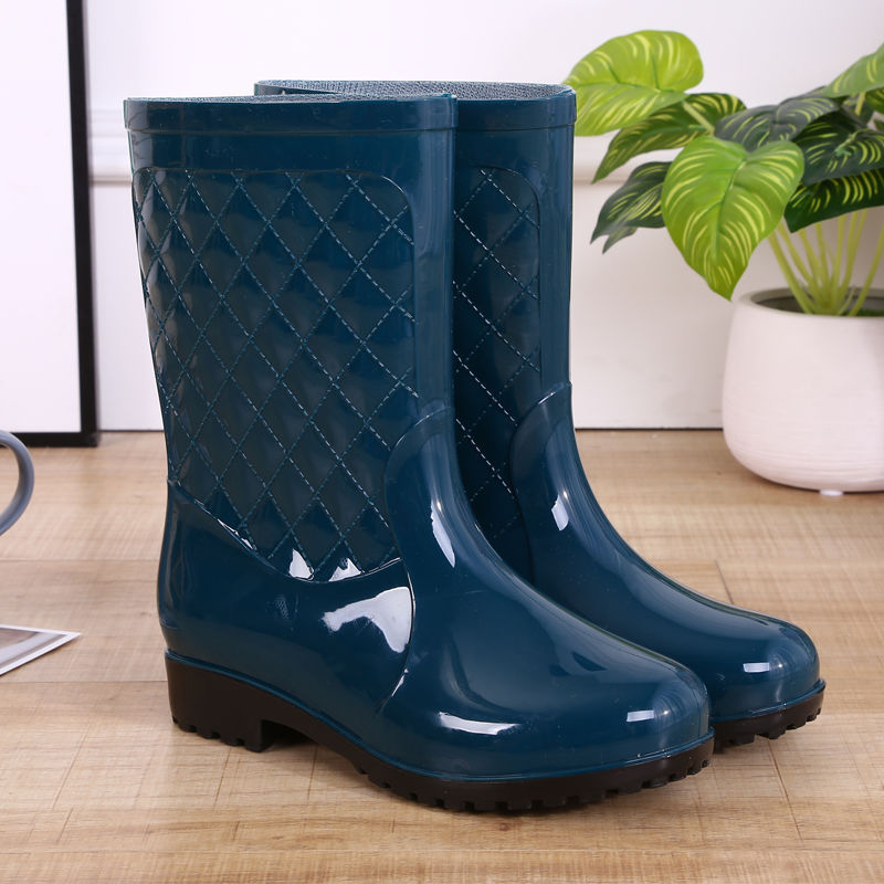 Ženske crvene PVC čizme za kišu do polovice potkoljenice, niski pet, korejski stil, jednobojne