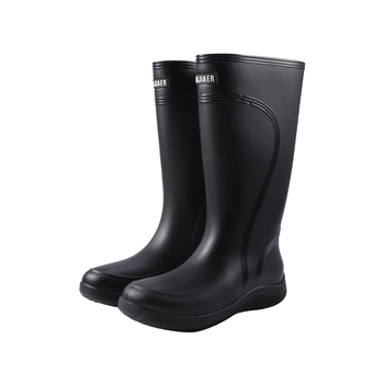 Ghete de ploaie pentru femei, partea superioară din PVC, gambă înaltă, toc mic 1–3 cm, patru sezoane, închidere cu mansetă