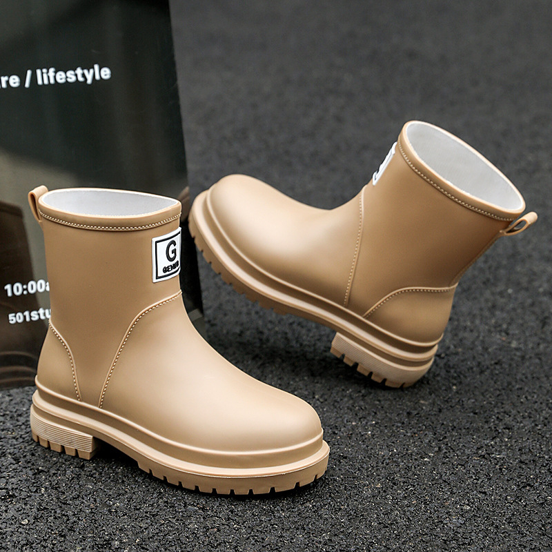 Ženske čizme za kišu od PVC-a, srednje visine, protuklizna podplat, niski pet 1–3 cm, proljeće-ljeto