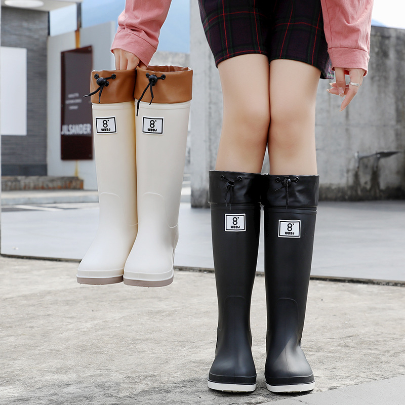 Ženske čizme za kišu s PVC gornjim dijelom, visokim holjenom, vodootporne i protuklizne s debelom potplatom, slip-on