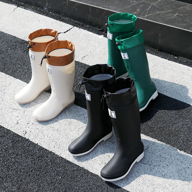 Ženske čizme za kišu s PVC gornjim dijelom, visokim holjenom, vodootporne i protuklizne s debelom potplatom, slip-on