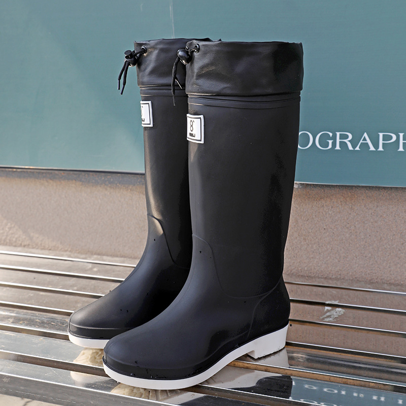 Ženske čizme za kišu s PVC gornjim dijelom, visokim holjenom, vodootporne i protuklizne s debelom potplatom, slip-on