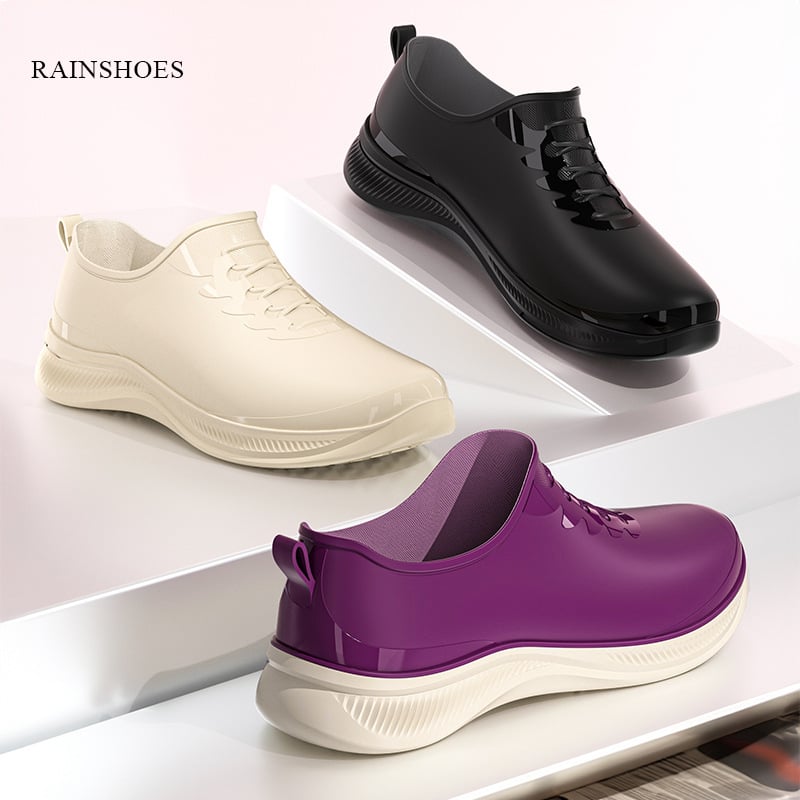 Žene cipele za kišu od PVC-a s fleece podstavom, vodootporne, protuklizne, otporne na habanje, niska peta 1–3 cm