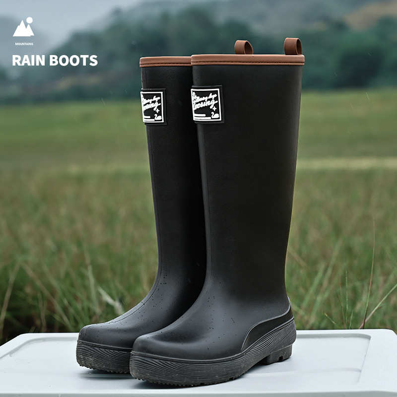 Ženske kišne čizme Zhe Star, PVC gornji dio, visok cilindar, niski pet 1-3 cm