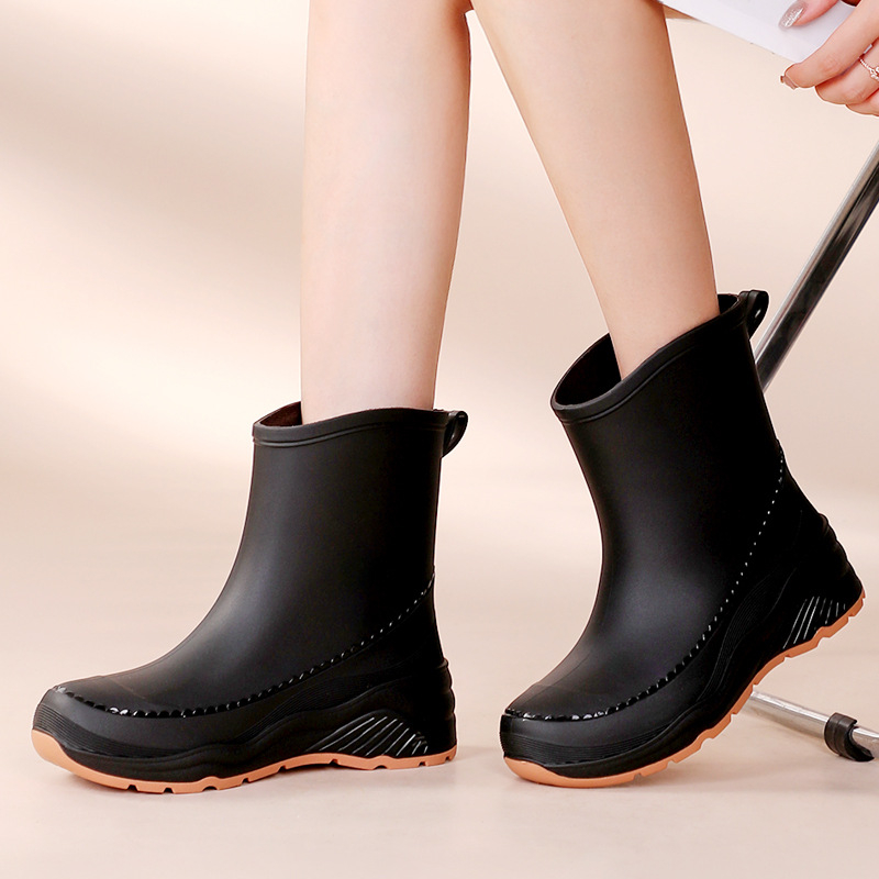 Ženske čizme za kišu, protuklizne, srednje visine, PVC gornji dio, vodootporne, niski pet 1–3 cm