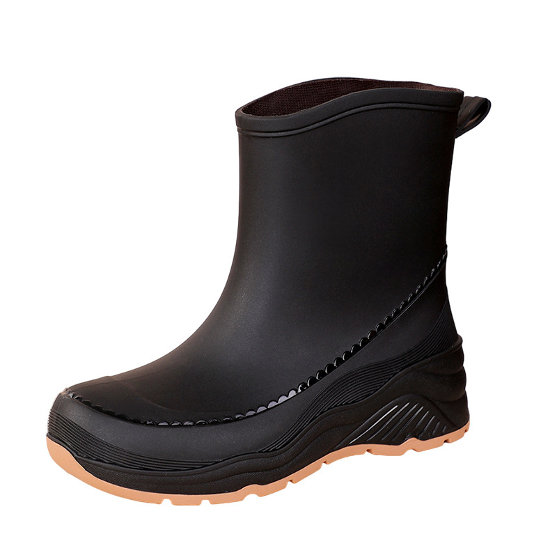 Ženske čizme za kišu, protuklizne, srednje visine, PVC gornji dio, vodootporne, niski pet 1–3 cm