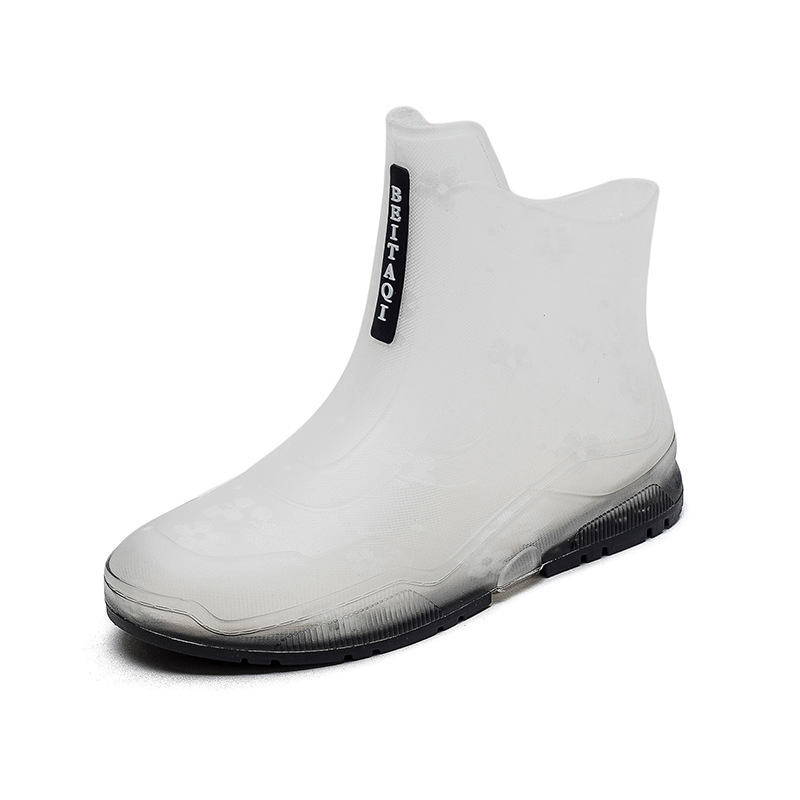 Ženske čizme za kišu PVC, proziran uzorak, kratak štit dizajn, niski potpetica 1–3 cm