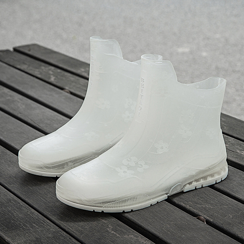 Ženske čizme za kišu PVC, proziran uzorak, kratak štit dizajn, niski potpetica 1–3 cm