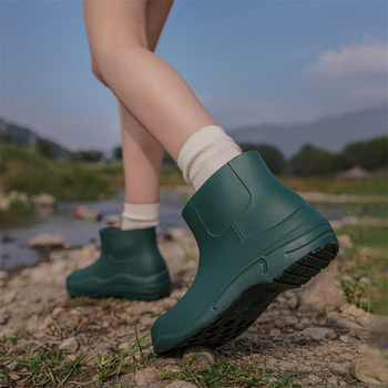 Γυναικείες μπότες βροχής PVC, χαμηλό ύψος σωλήνα, αδιάβροτες, αντιολισθητικές, για όλες τις εποχές