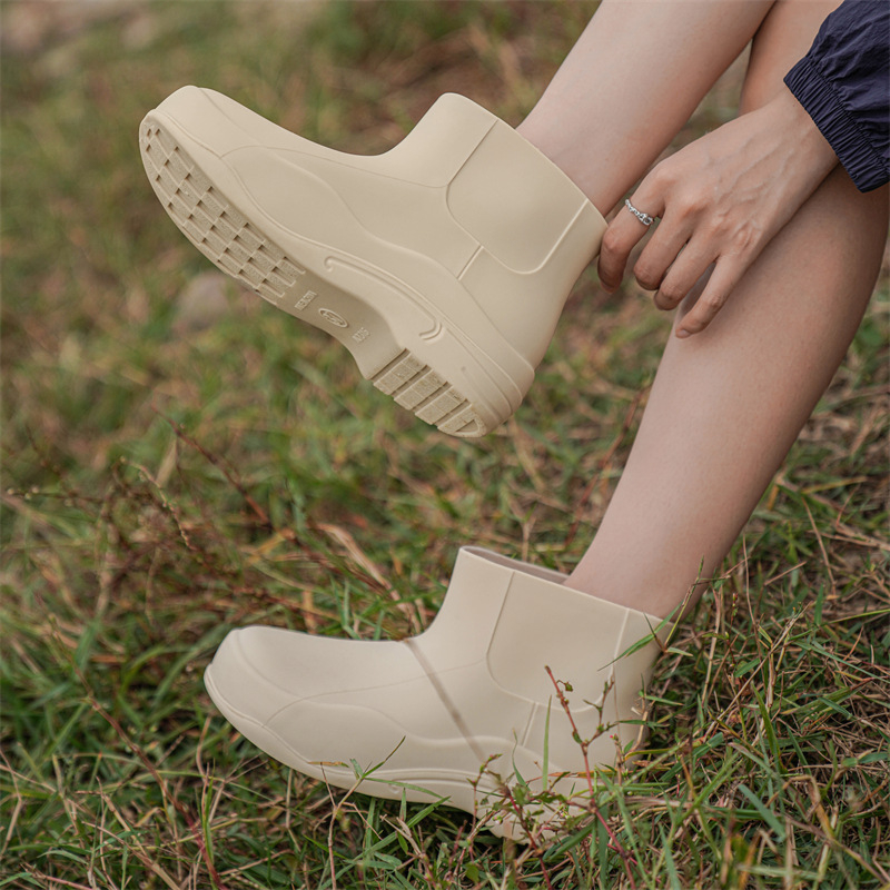 Γυναικείες μπότες βροχής PVC, χαμηλό ύψος σωλήνα, αδιάβροτες, αντιολισθητικές, για όλες τις εποχές