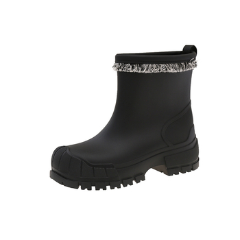 Γυναικείες PVC μπότες βροχής, χαμηλό ύψος, 3–5 cm τακούνι, μονοχρωμικός σχεδιασμός