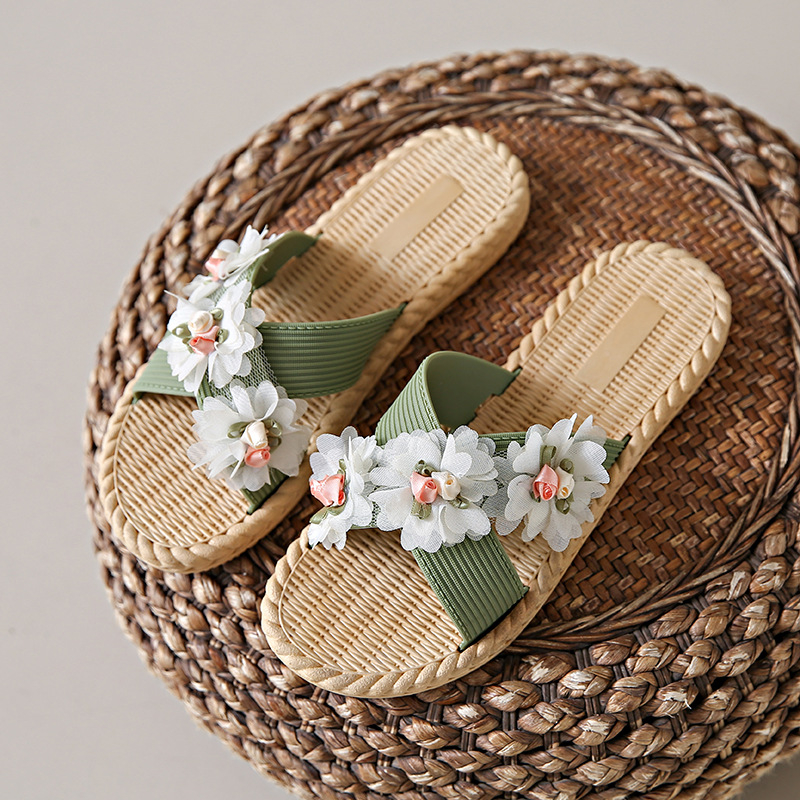 Ženske sandale s floralnim uzorkom, križani remeni, otvoreni prst, PVC gornji dio, PVC potplat