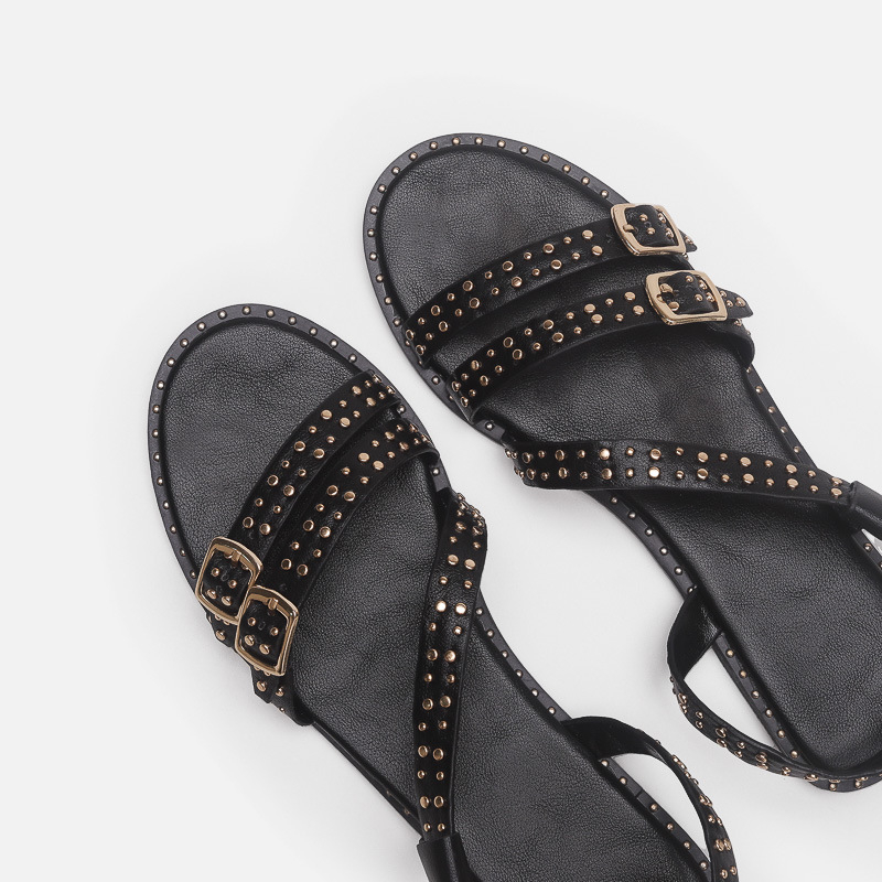 Van Lane sandale s kaišem - gornji dio PU, gumeni đon, okrugli vrh prsta, kopča za kaiš, retro stil