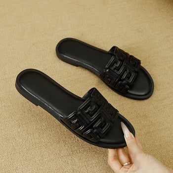 Ženske sandale od umjetne kože, PU podstava, TPR đon, slip-on, ravna đon, debljina đona 0–3 cm, ljeto 2025