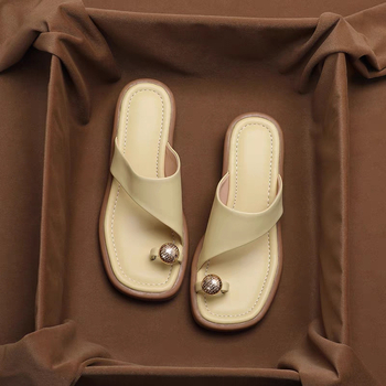 Ženske slip-on sandale s okruglom prstom i niskim potpeticama, PU gornji dio, gumena potplat, protuklizne i otporne