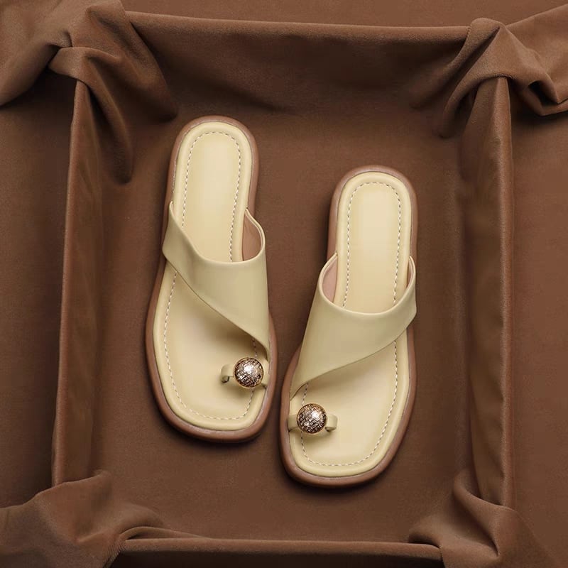 Ženske slip-on sandale s okruglom prstom i niskim potpeticama, PU gornji dio, gumena potplat, protuklizne i otporne