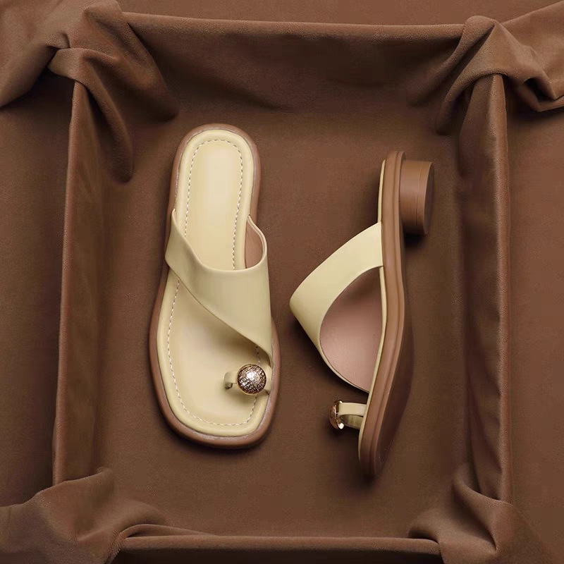 Ženske slip-on sandale s okruglom prstom i niskim potpeticama, PU gornji dio, gumena potplat, protuklizne i otporne