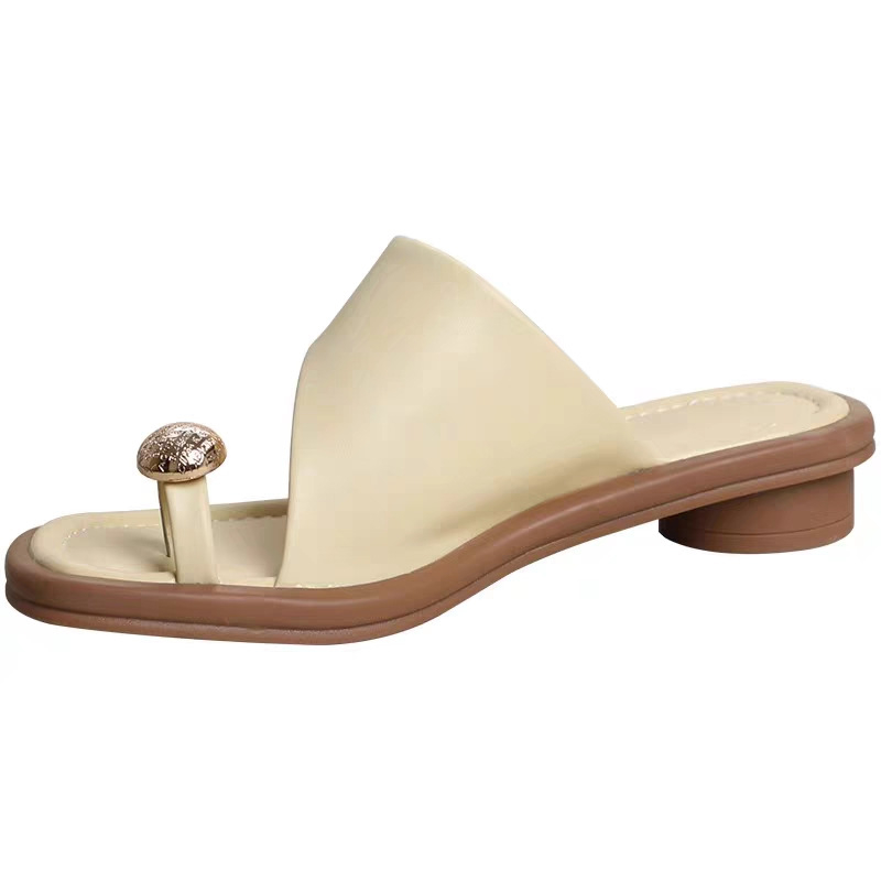 Ženske slip-on sandale s okruglom prstom i niskim potpeticama, PU gornji dio, gumena potplat, protuklizne i otporne