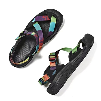 Ženske outdoor sandale sa satenskim gornjim dijelom, okrugli vrh prsta, ravna potplata, debljina potplata 0–3 cm