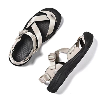 Ženske outdoor sandale sa satenskim gornjim dijelom, okrugli vrh prsta, ravna potplata, debljina potplata 0–3 cm