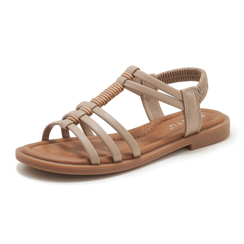 Plažni sandali, retro rimski stil, mekana potplata, elastični kaiš, zaobljeni vrh, TPR đon
