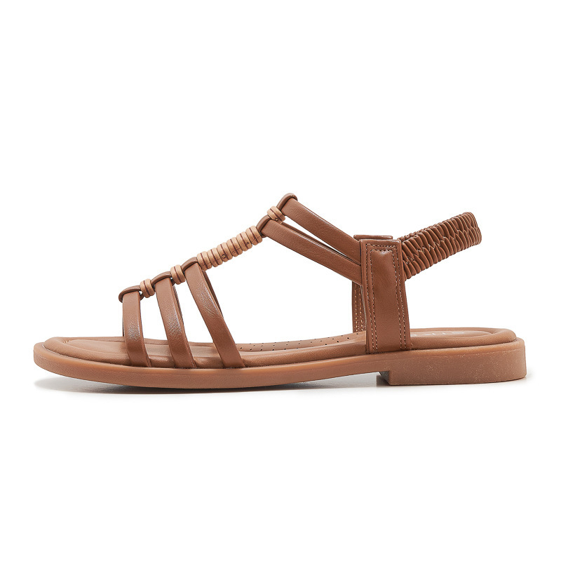 Plažni sandali, retro rimski stil, mekana potplata, elastični kaiš, zaobljeni vrh, TPR đon