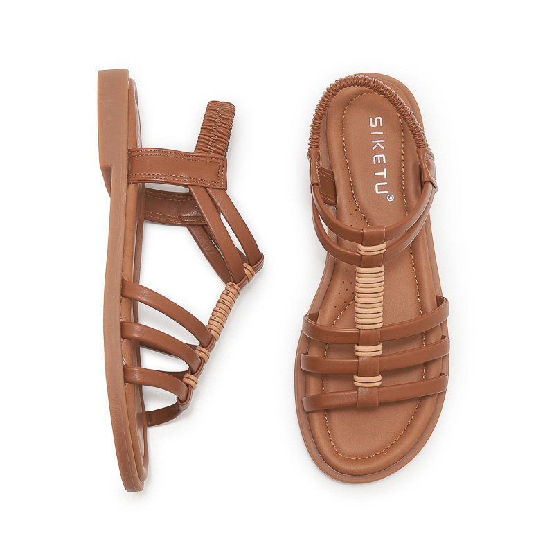 Plažni sandali, retro rimski stil, mekana potplata, elastični kaiš, zaobljeni vrh, TPR đon