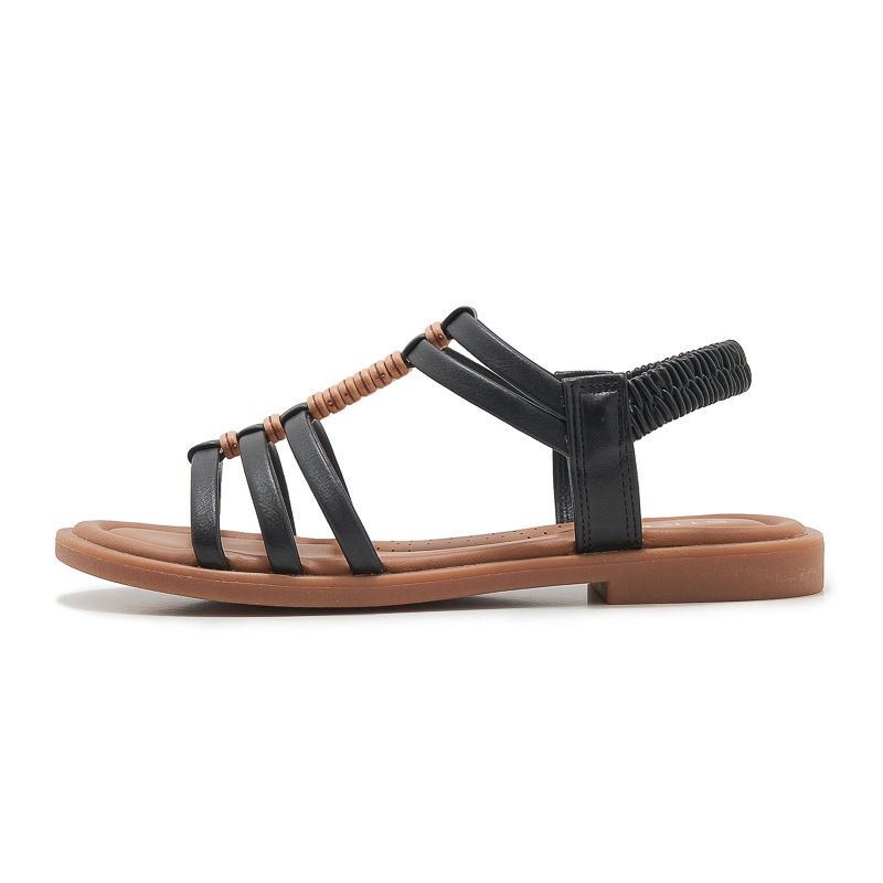 Plažni sandali, retro rimski stil, mekana potplata, elastični kaiš, zaobljeni vrh, TPR đon