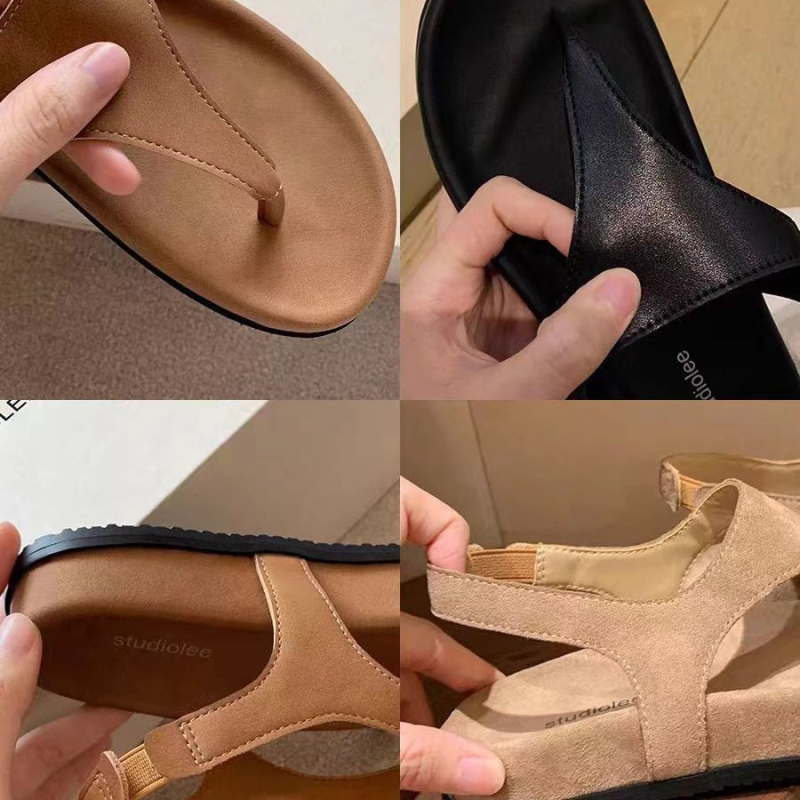 Ženske sandale u rimskoj stil, minimalističke, s kopčom, gumom potplatom, ravnim đonom, niskim gležnjem, prozračne.