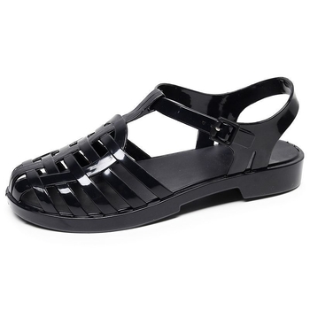 Ženske sandale T-strap, PVC gornji dio, PVC potplat, okrugli vrh prsta, niski gornji dio, brzo sušeće